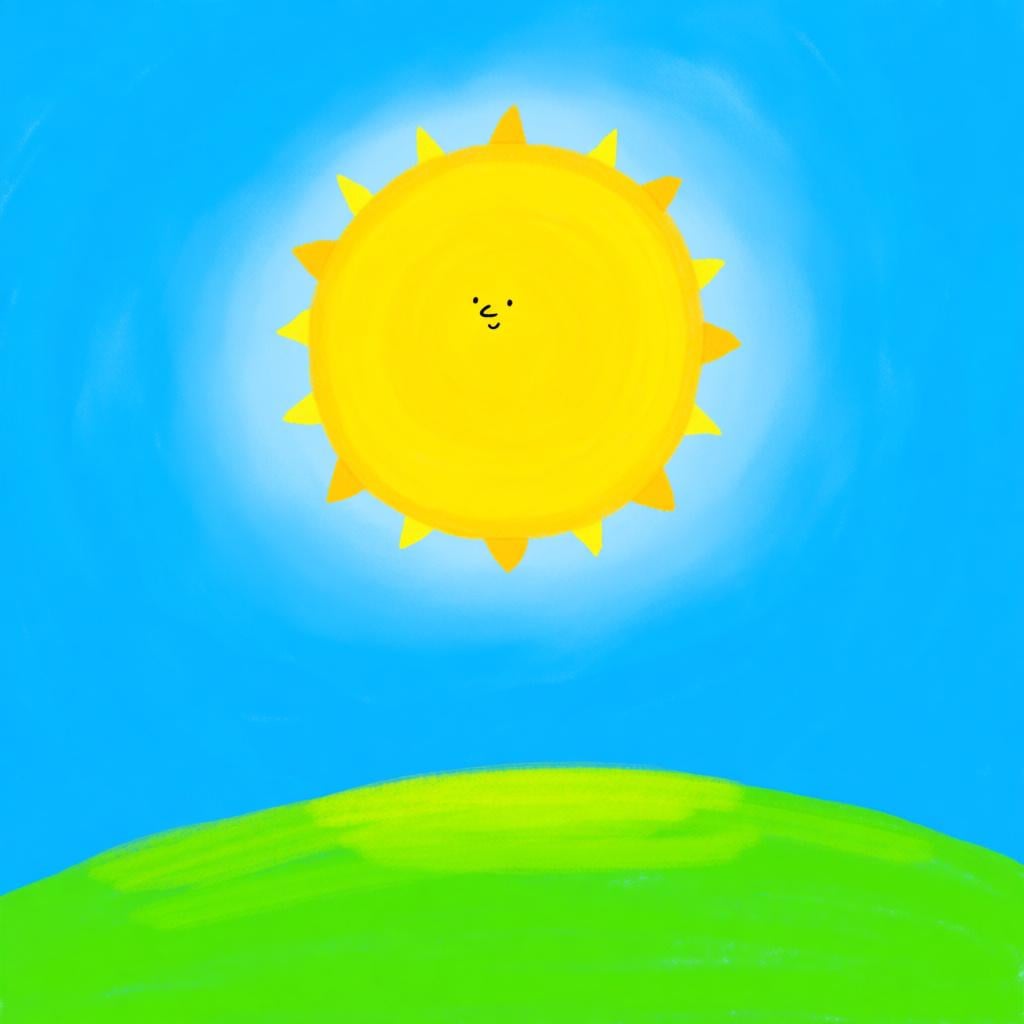 A bright, clear landscape showing a radiant sun high in the blue sky, symbolizing future sunny weather.