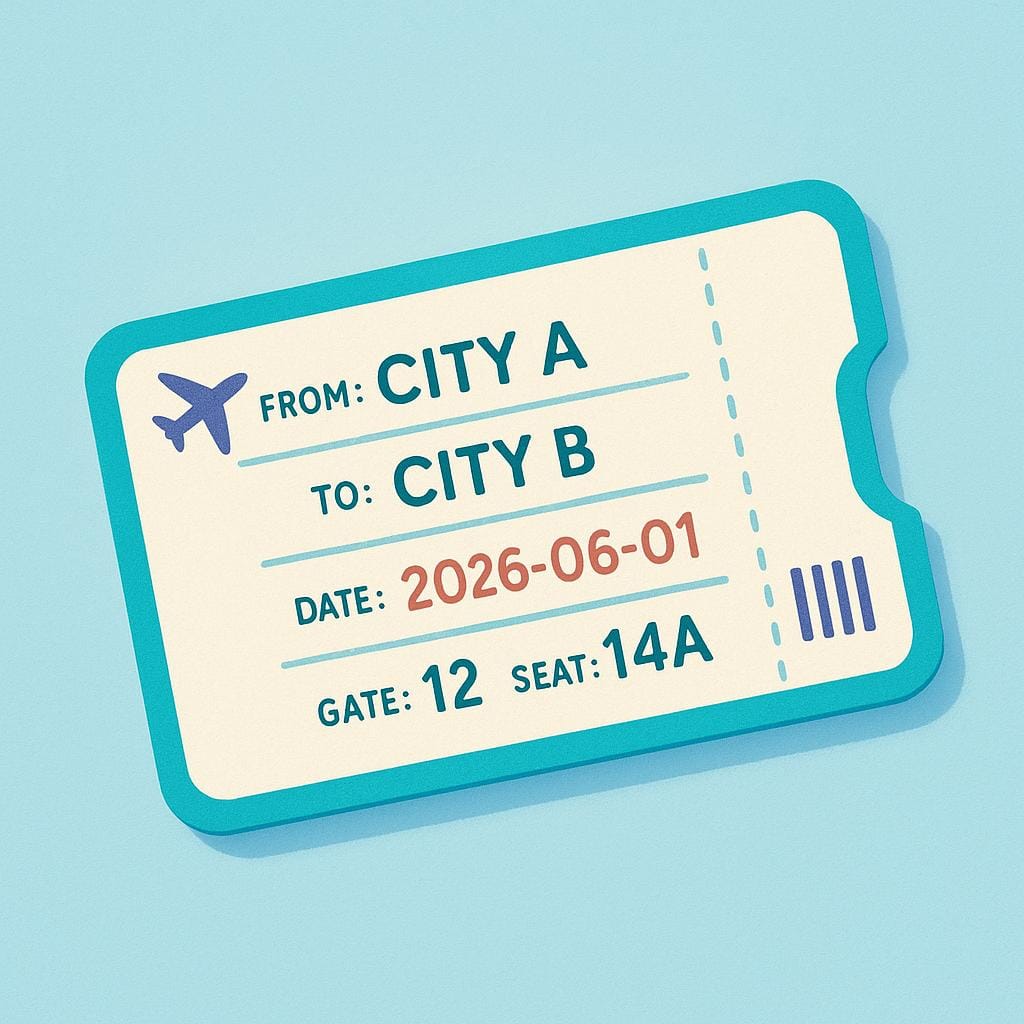 A colorful paper ticket stub, slightly torn, signifying a purchased fare for travel.