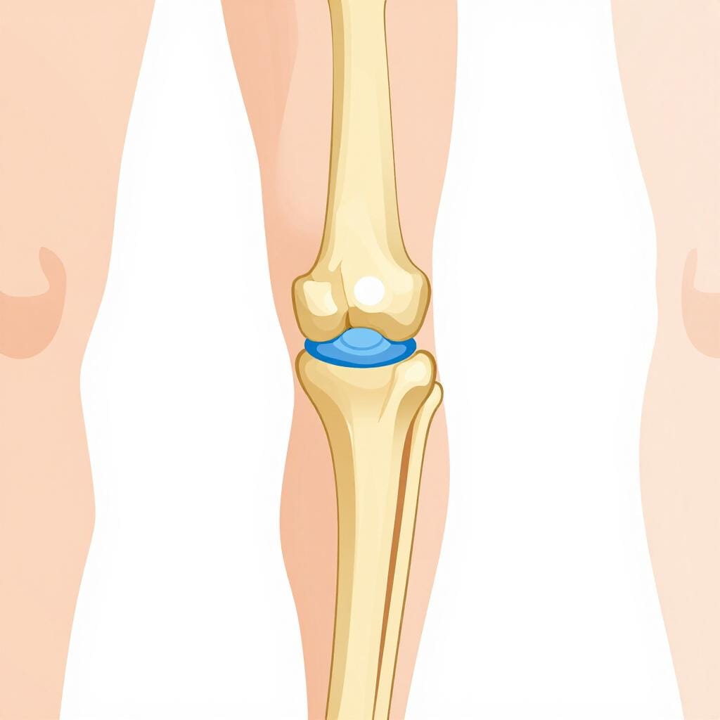 A simple illustration of a human knee joint showing where two bones meet.