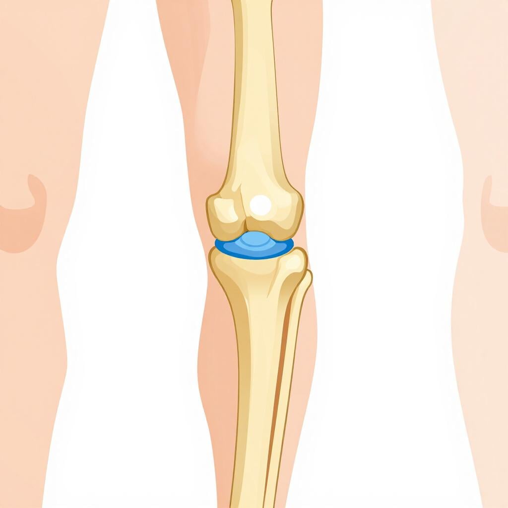 A simple illustration of a human knee joint showing where two bones meet.