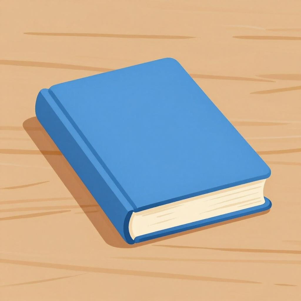 A single hardcover book resting on a wooden table.