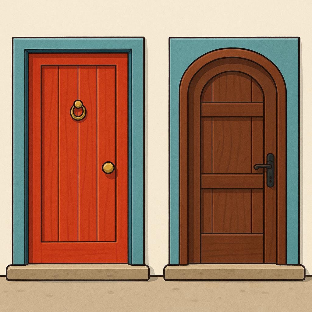 Two large, identical, arched entryways or doorways set into a wall, clearly defining points of access.