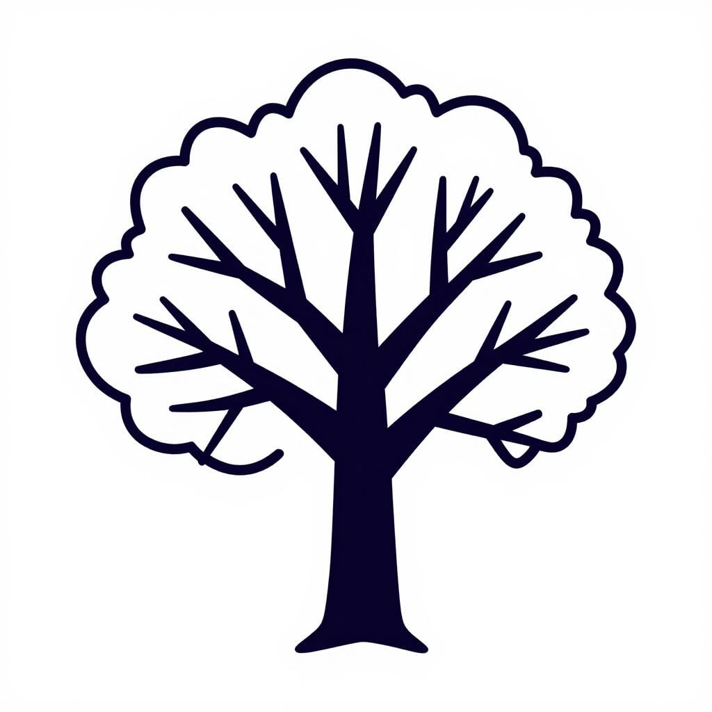 Un dessin simple montrant la silhouette d'un arbre avec des branches, représentant un plan structuré.