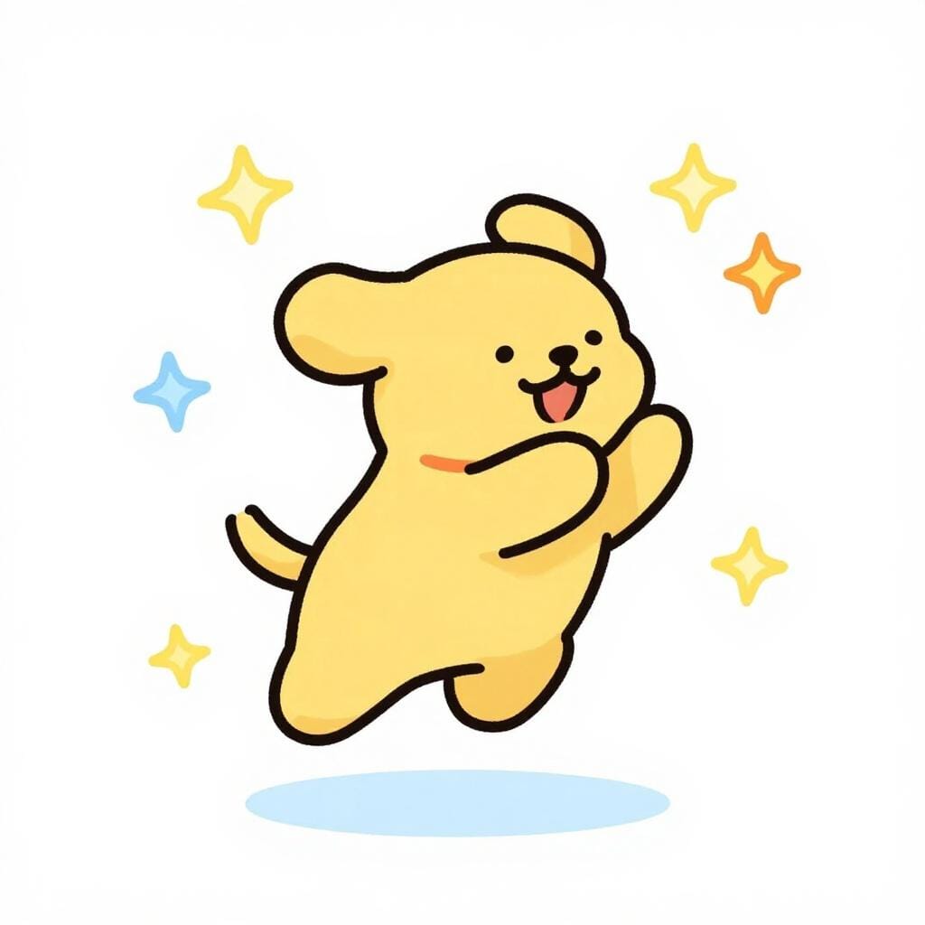 A vibrant yellow puppy jumping high in the air with a wagging tail and bright eyes.