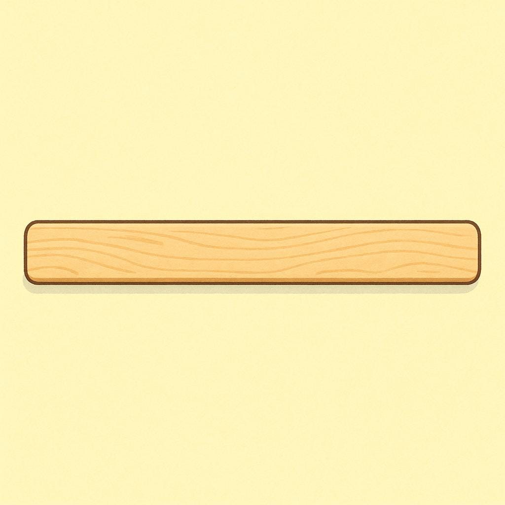 A simple wooden meter stick resting horizontally on a solid colored background, representing a unit of length.