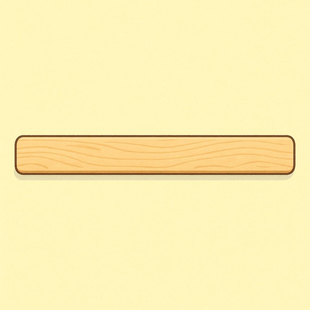 A simple wooden meter stick resting horizontally on a solid colored background, representing a unit of length.