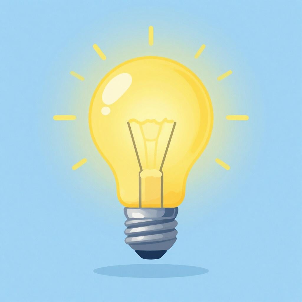 A glowing lightbulb floating above a person's head, representing a conceptual idea.