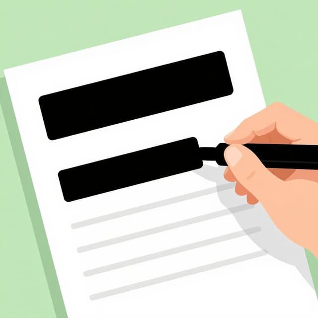 A black bar covering the eyes of a figure on a colorful document.