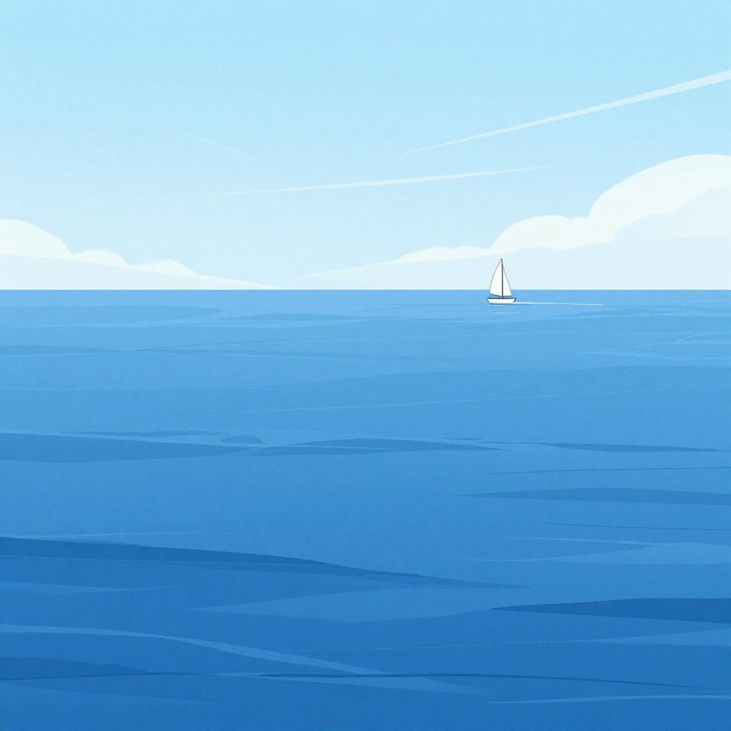 A vast blue ocean with gentle waves under a bright sun.