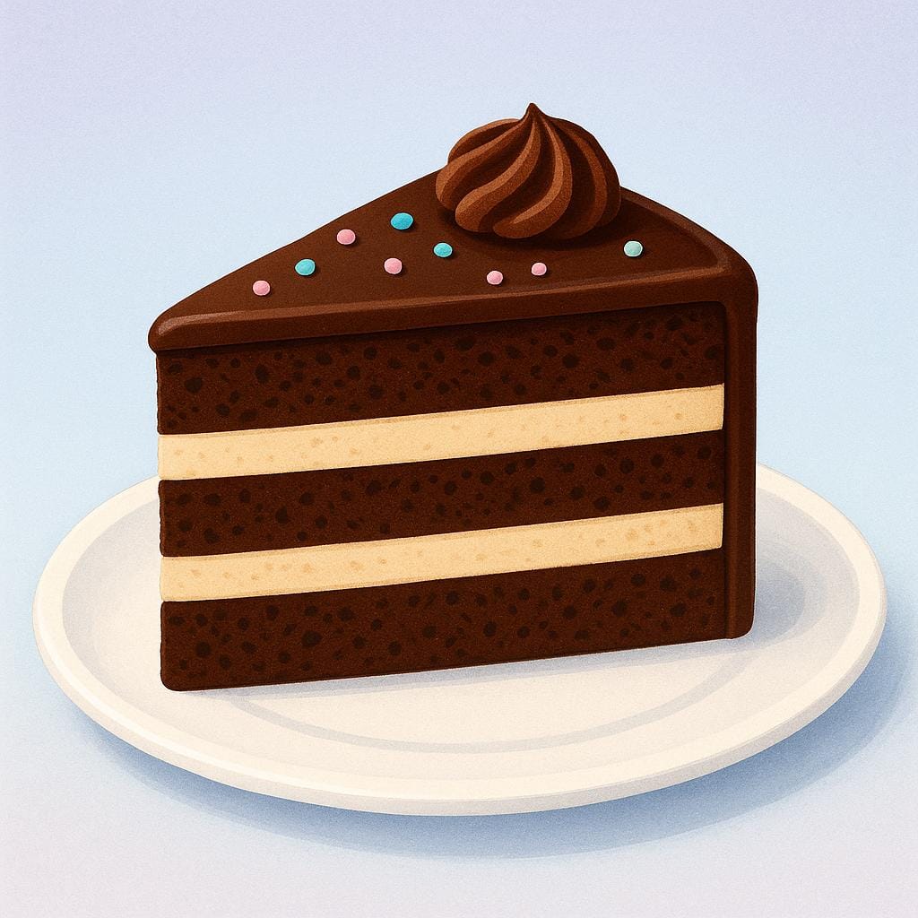 A single slice of perfect layer cake sitting on a small plate.