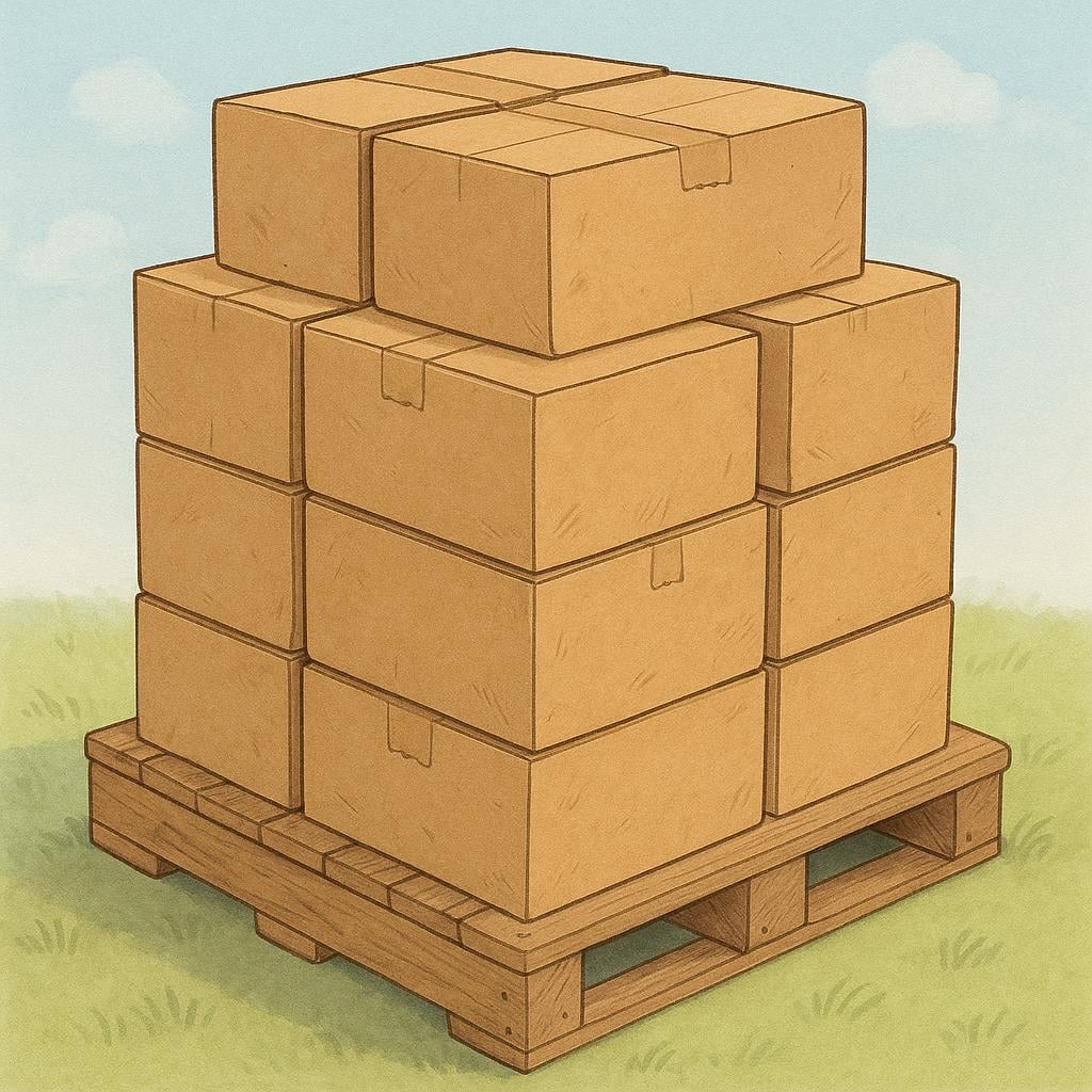 A pile of cheap, identical, unlabeled DVD cases stacked haphazardly on a wooden crate, representing pirated goods.