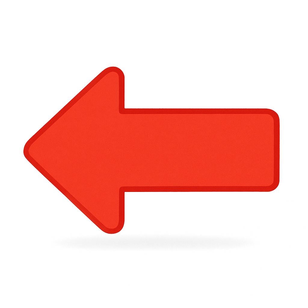A thick red arrow pointing horizontally to the left on a plain background.