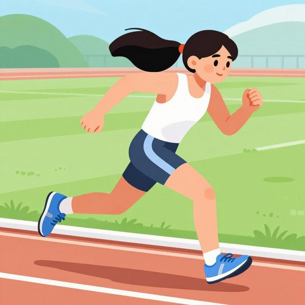 A determined athlete sprinting forward with great energy.