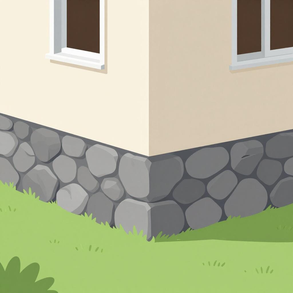 Een stevige stenen fundering die wordt gelegd als basis voor een stevig huis.