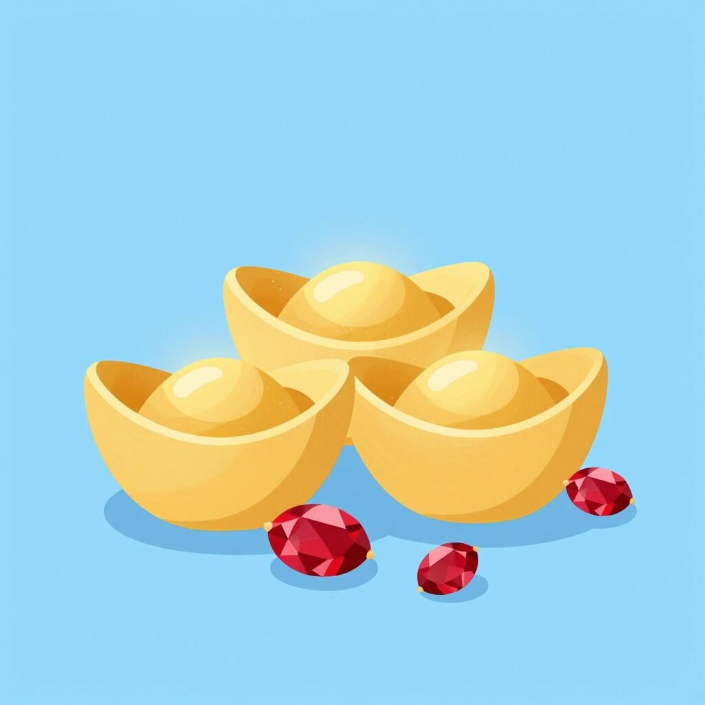 A collection of shiny gold bars and sparkling gemstones.