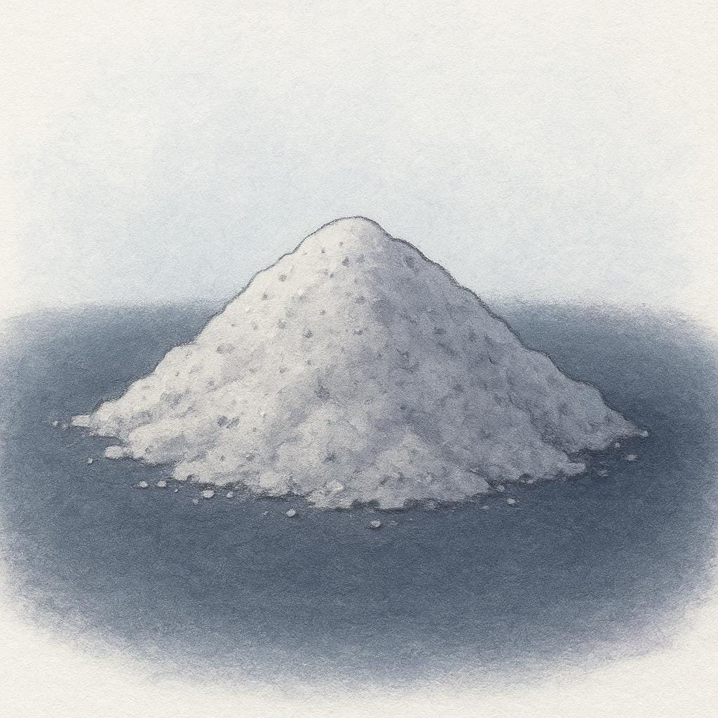 A close-up view of a small, soft mound of fine, powdery gray ash, the residue left after a fire.