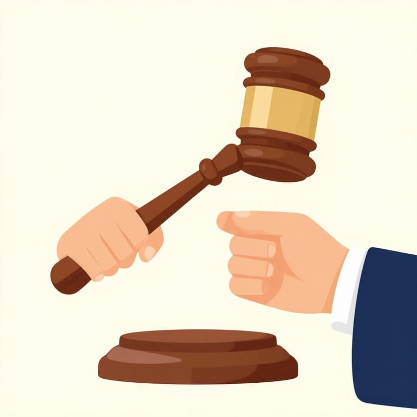 A person in a formal robe holding a wooden gavel up in the air.