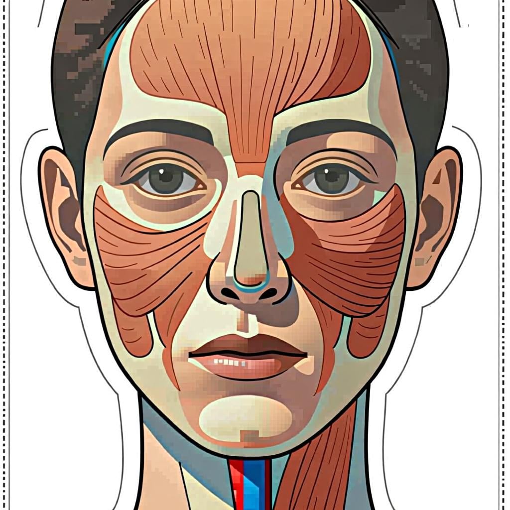 Close-up, front view illustration of a neutral human face, showing the eyes, nose, and mouth structure.