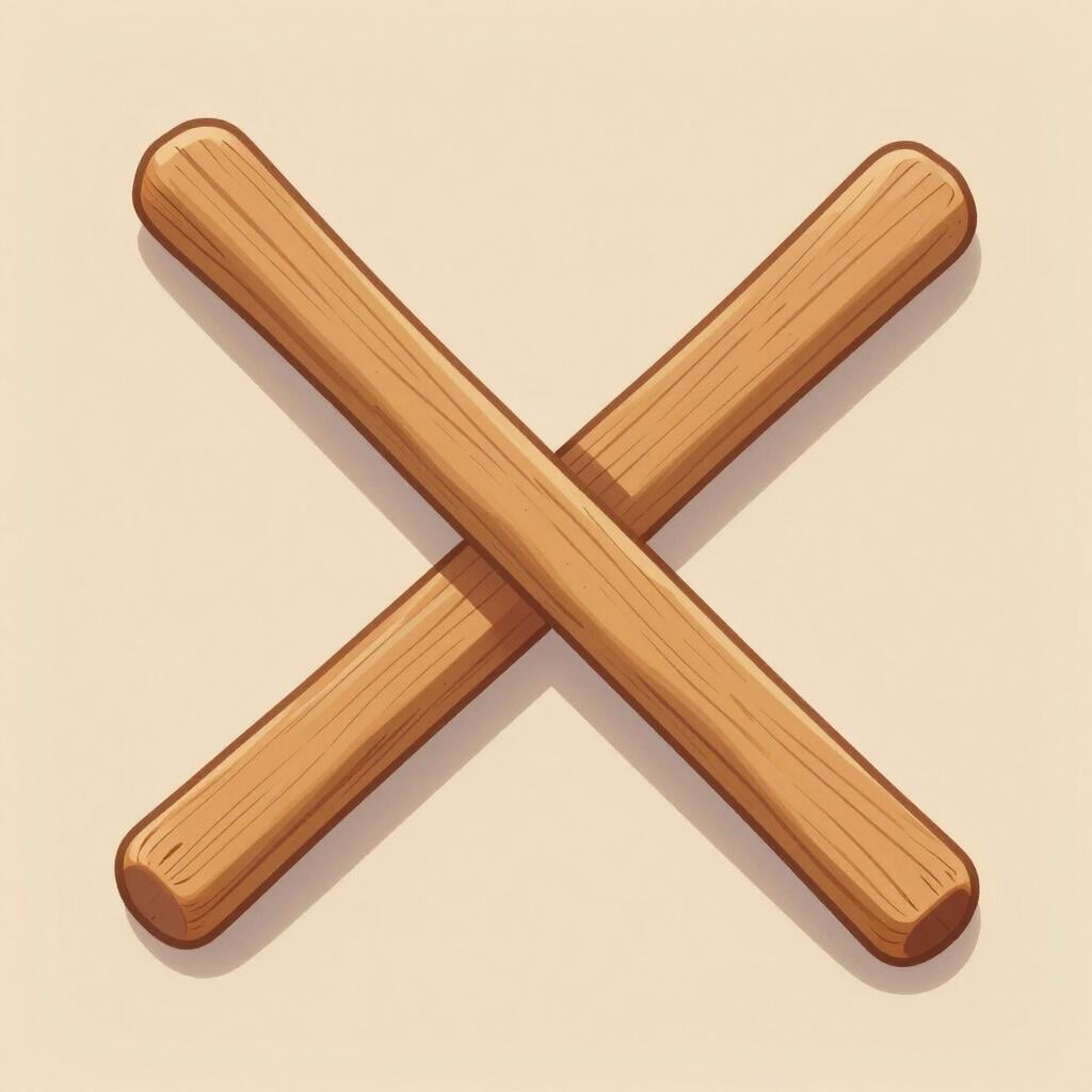 Zwei Holzstäbe, die übereinander gelegt ein X bilden.