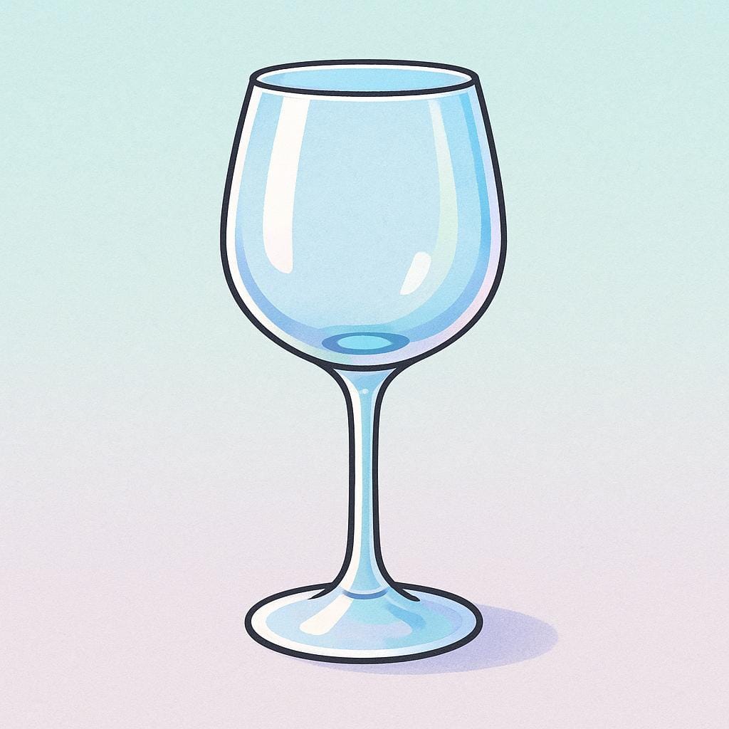 A clear, empty wine glass with a long stem standing on a flat surface.
