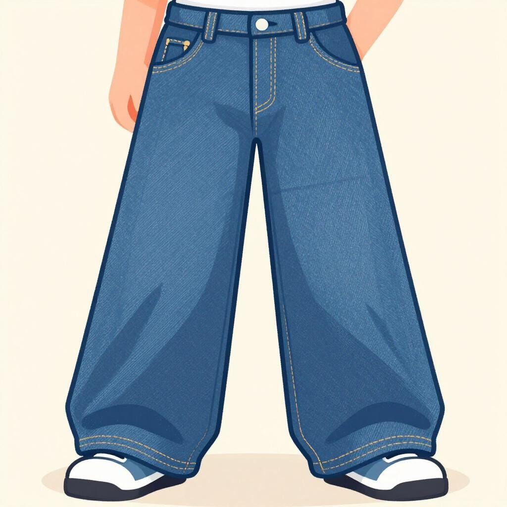 ゆったりとした、だぶだぶのズボンを腰穿きしている人。