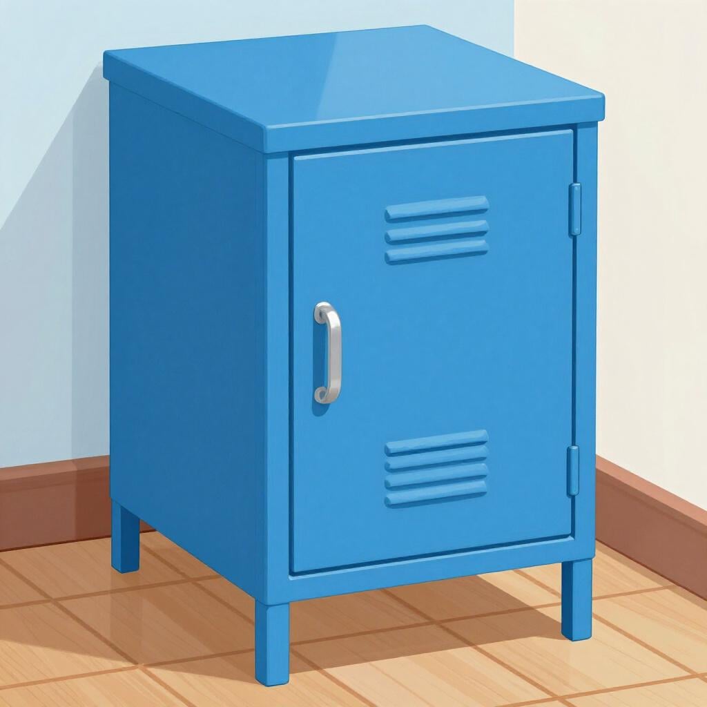 Una fila di armadietti metallici colorati con un'anta leggermente aperta.