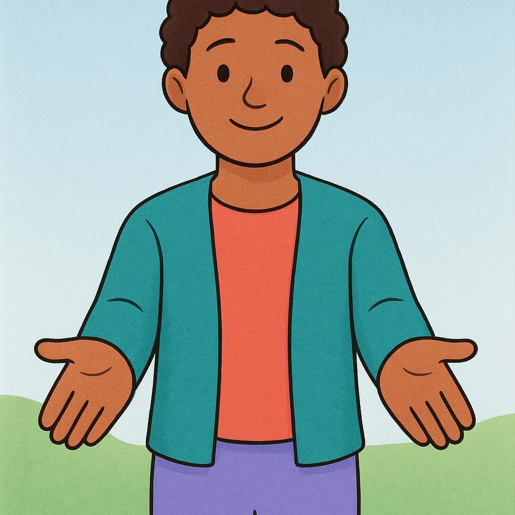 A figure standing with their arms outstretched and palms open, symbolizing trust and receptiveness.