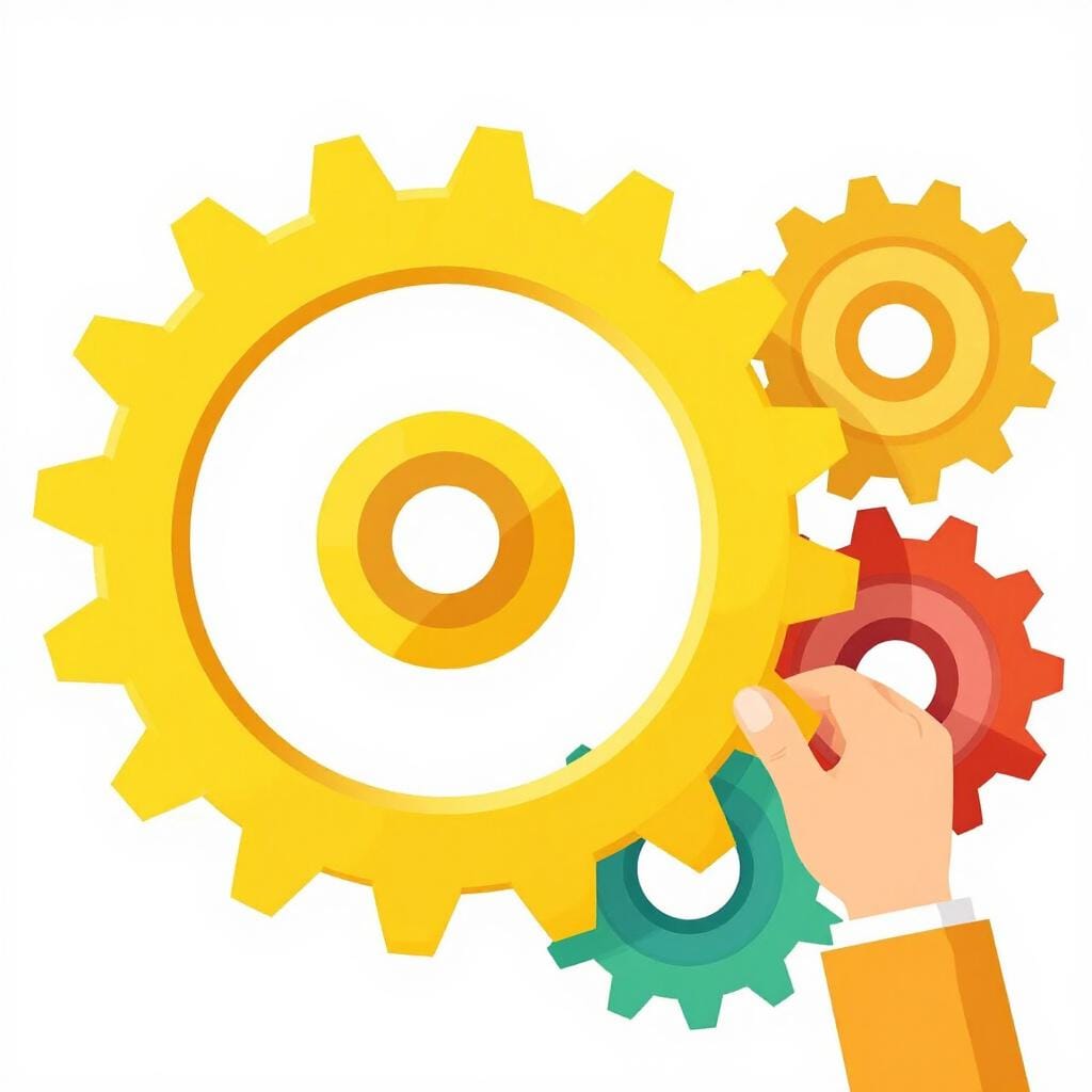 A large wooden gear being turned by a hand to start a machine.