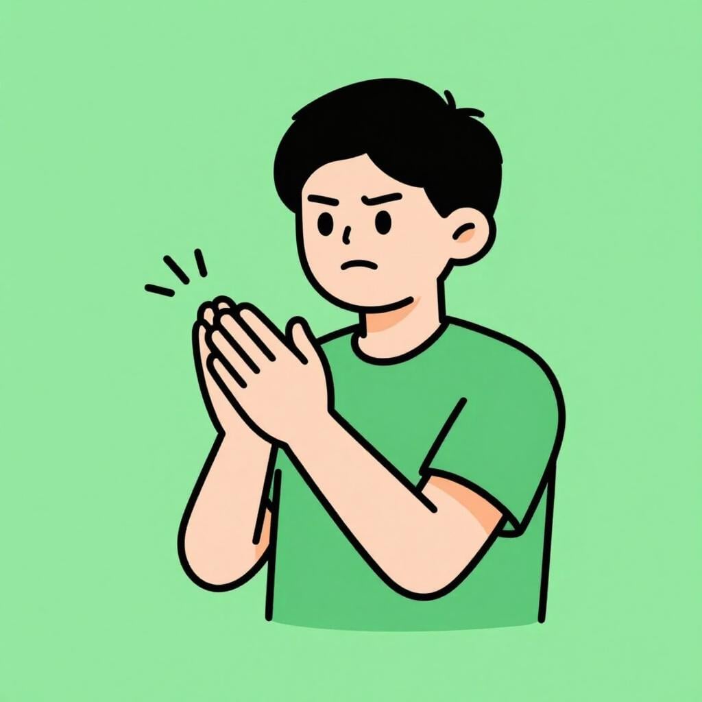 Una persona che applaude debolmente con un'espressione annoiata e indifferente.