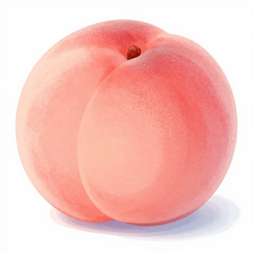 A close-up illustration of a peach with soft, fuzzy skin.