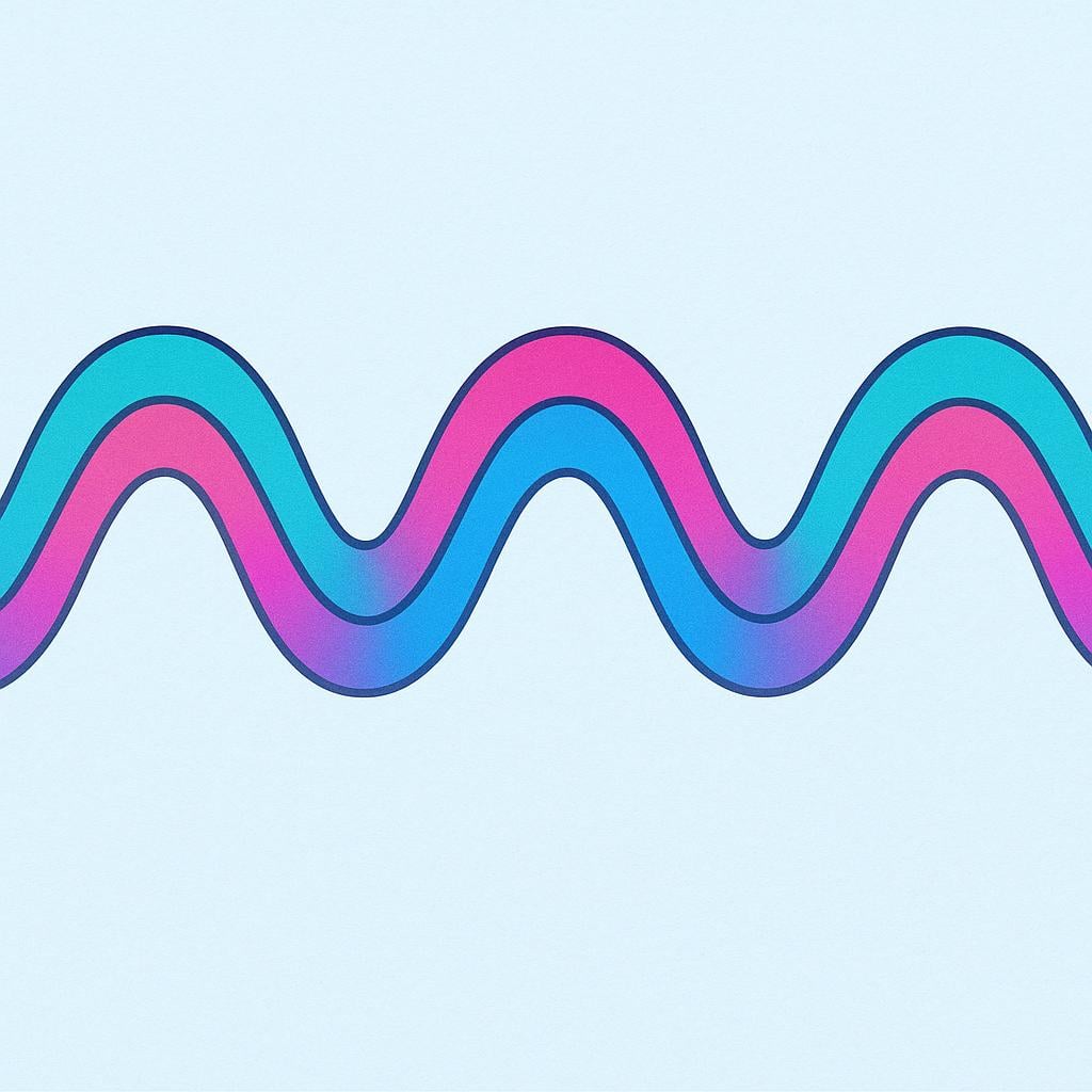A colorful illustration showing a smooth, continuous, repeating wave curve, symbolizing the mathematical concept of a sine function.