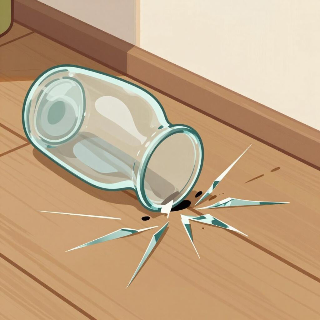 Une paire de mains jetant brusquement un vase en verre délicat sur un sol dur, le faisant se fissurer.