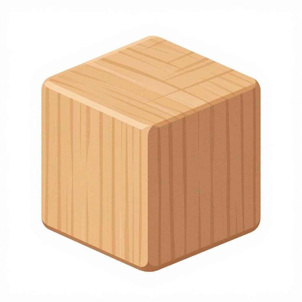 A wooden block sitting on a table, showing its solid and firm texture.