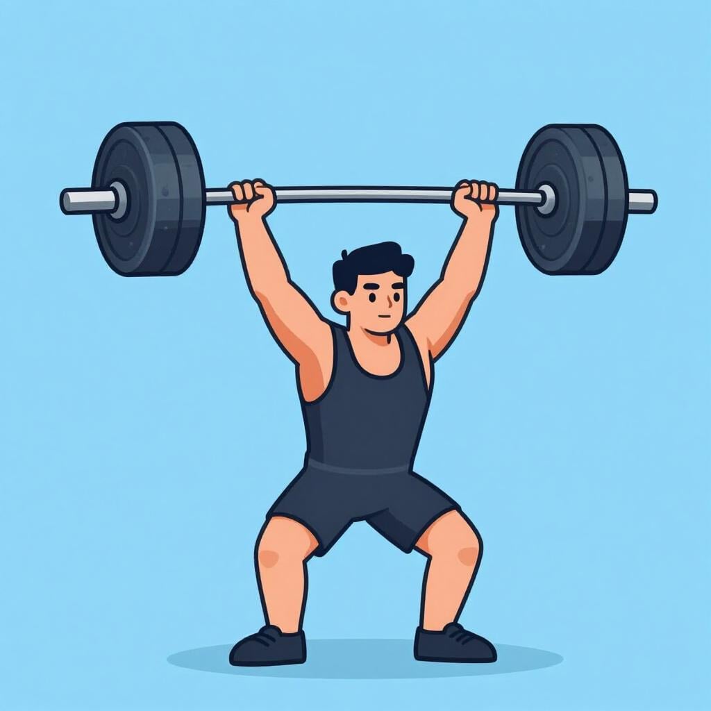 A strong person lifting a heavy barbell above their head in a gym.