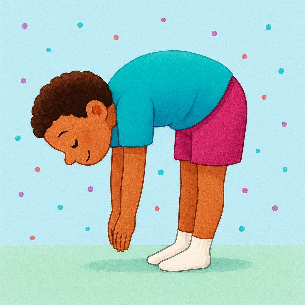 A person wearing exercise clothes bending over to touch their toes, illustrating physical activity.