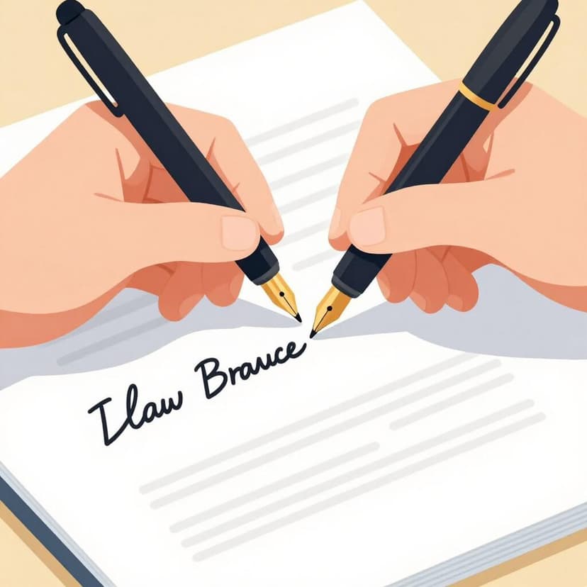 Une main tenant un stylo, copiant soigneusement un nom manuscrit sur un papier à côté d'une version originale.