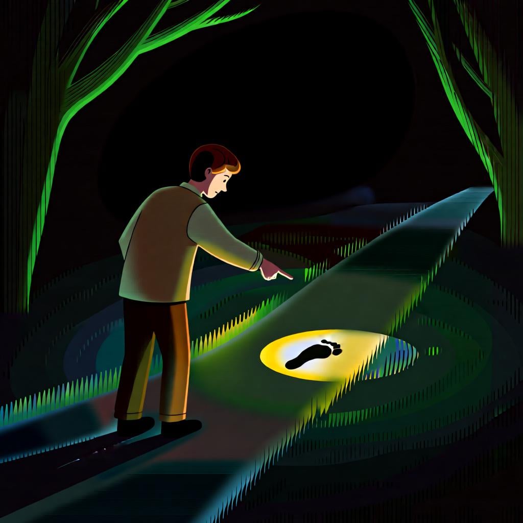 A person standing at the beginning of a path, pointing just a few steps ahead to show that the destination is very close in the near future.