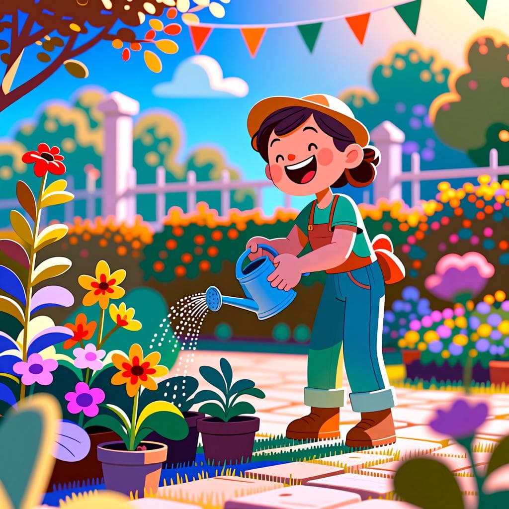 Um sol brilhante brilhando em um céu azul claro sobre uma paisagem verde tranquila, representando o dia atual.