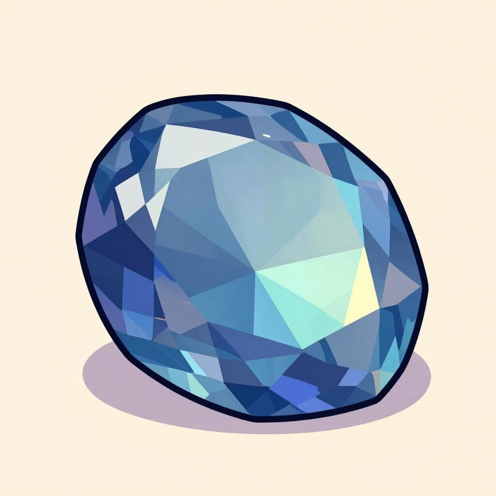 Ein bunter Edelstein, von einer bestimmten Seite gezeigt, um eine einzelne Facette hervorzuheben.