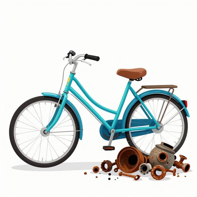 Ein glänzendes, repariertes Fahrrad neben einem rostigen, das eine klare Verbesserung zeigt.