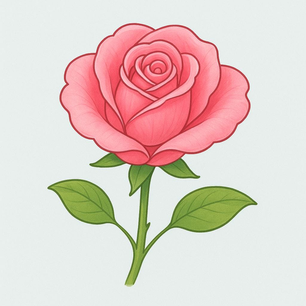 A single, stylized pink rose with soft, flowing petals on a simple background, symbolizing traditional feminine qualities like grace and softness.