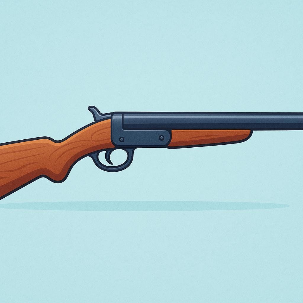 Une illustration simple d'un fusil long, marron et noir.