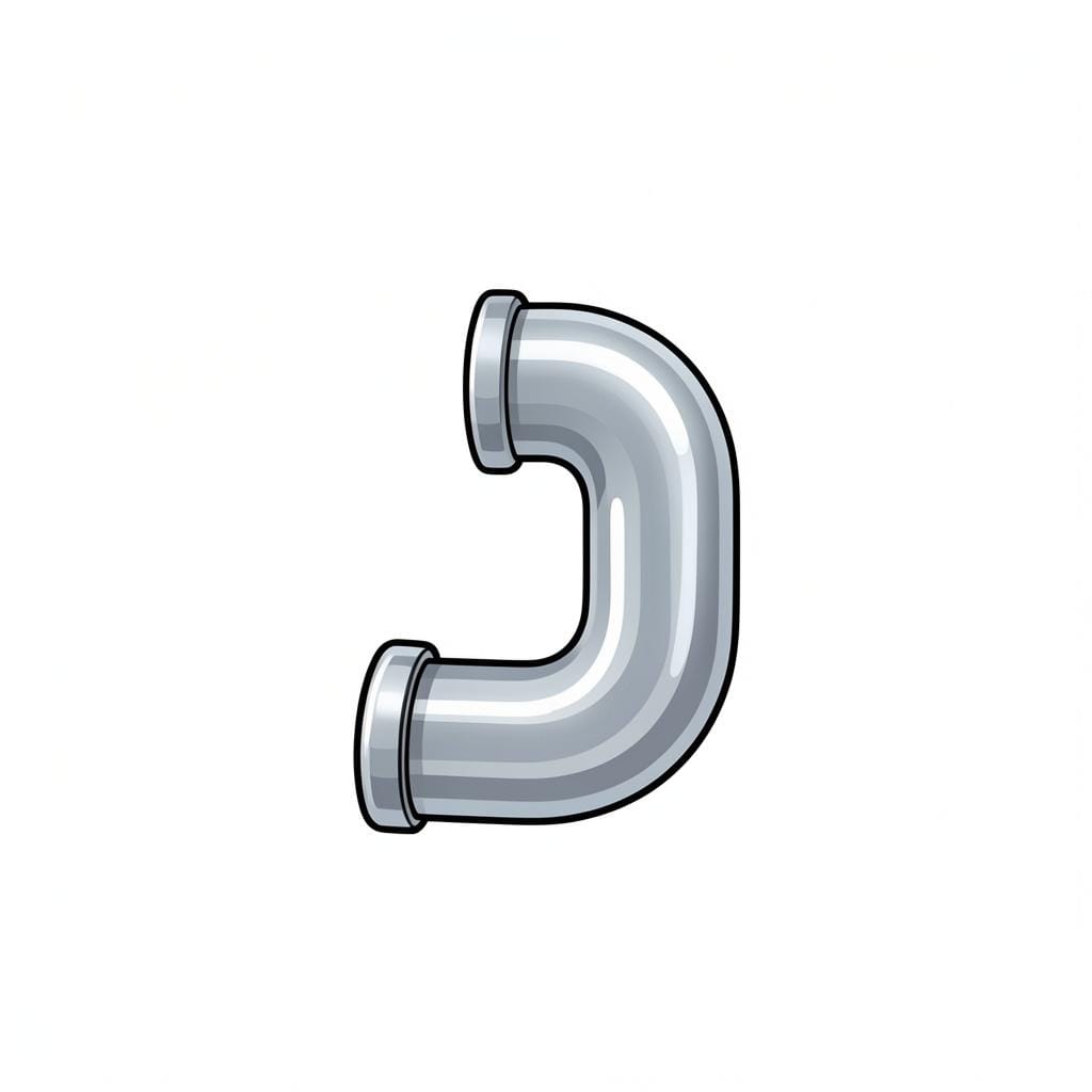 An L-shaped metal pipe connector.