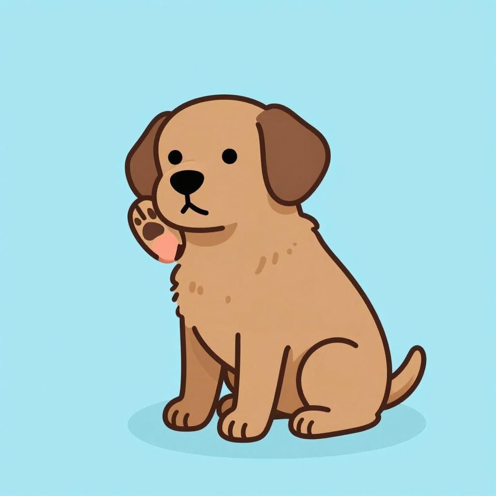 A cute brown dog using its back leg to scratch its ear.