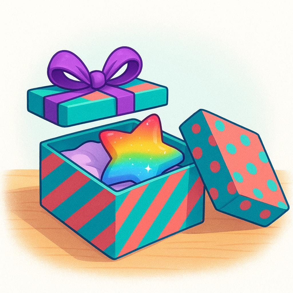 Une boîte cadeau joliment emballée dont le couvercle a été retiré et placé à côté de la boîte, montrant le contenu à l'intérieur.