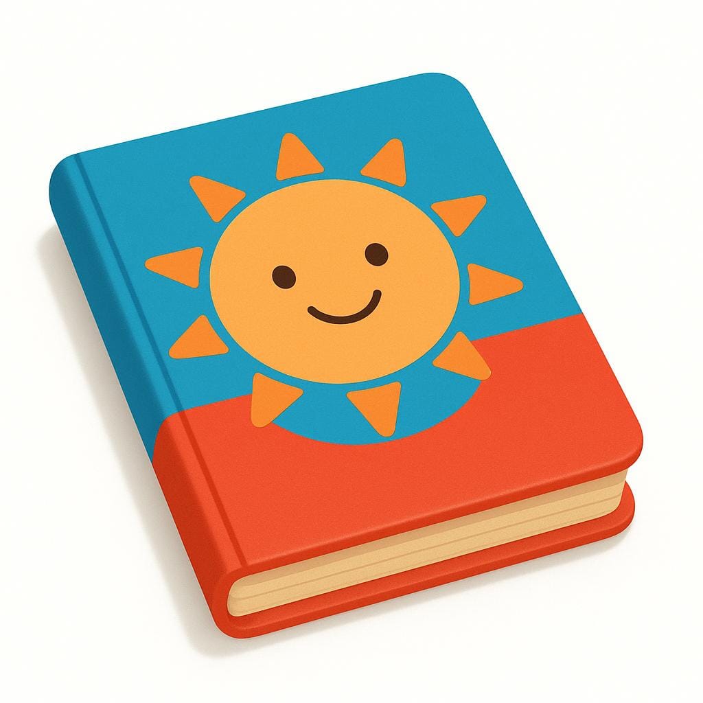 A thick, brightly colored storybook resting on a table, clearly showing its front cover.