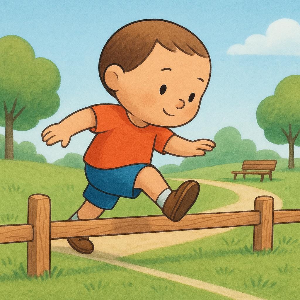 A small character deliberately stepping over a low, visible wooden fence marking a boundary line, symbolizing the violation of a rule.