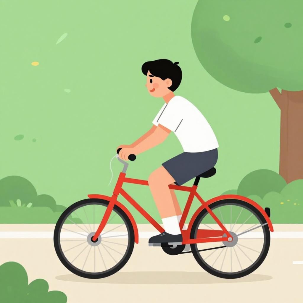 Une personne assise sur un vélo et pédalant sur un chemin.