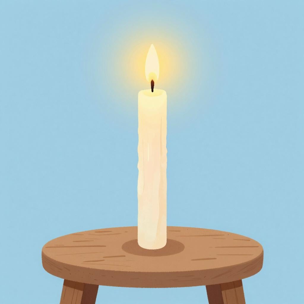 A candle burning slowly with a long trail of melted wax, representing the extension of time.