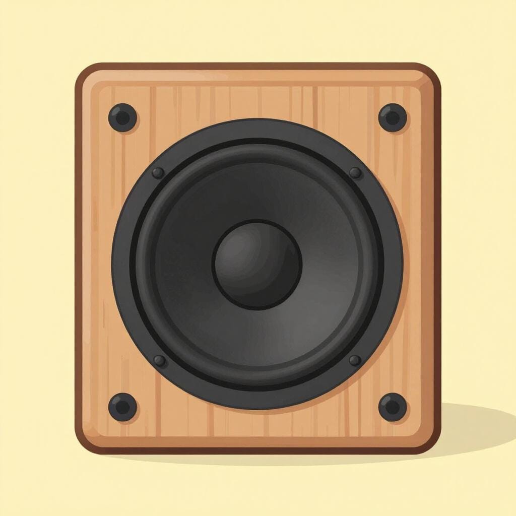 Une boîte de haut-parleur électronique rectangulaire moderne avec un grand haut-parleur circulaire.